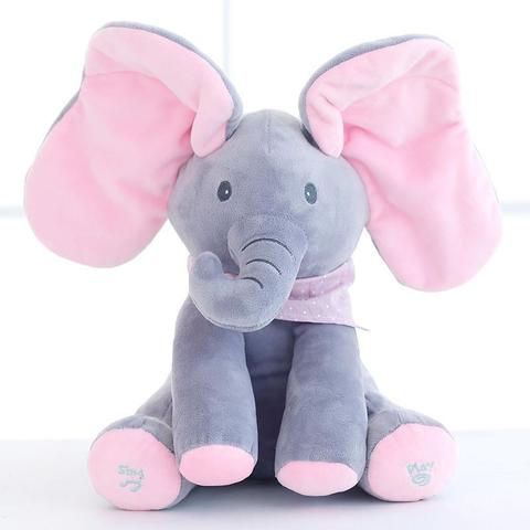 Peek A Boo Elephant Interactive Plush Musical Singing Elephish Toy Flapping Ears Stuffed  