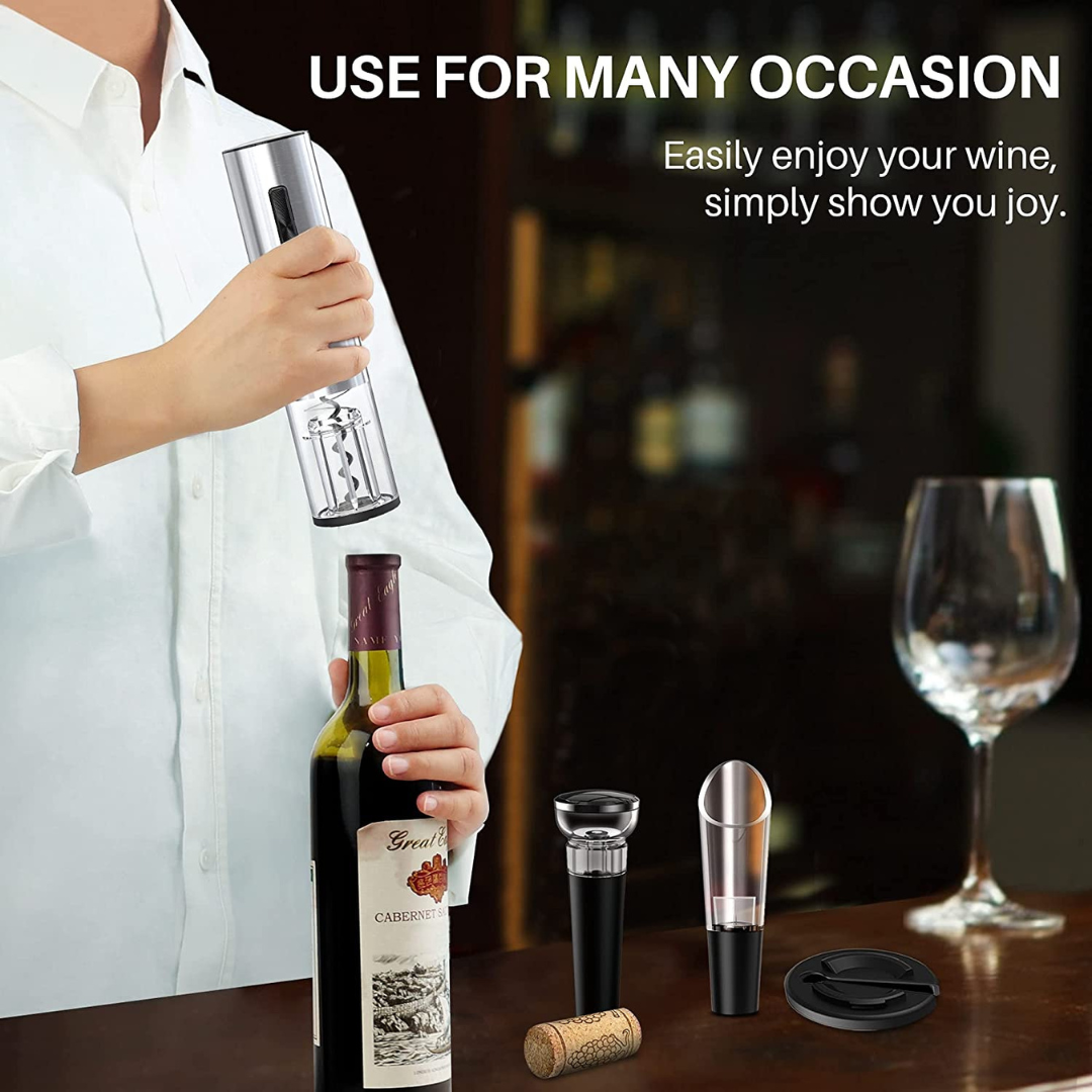 Automatic Electric Wine Bottle Corkscrew Opener with Foil Cutter, Rechargeable 