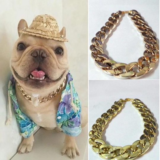Kubanisches Glieder-Sicherheitshalsband für Haustiere mit dicker Goldkette