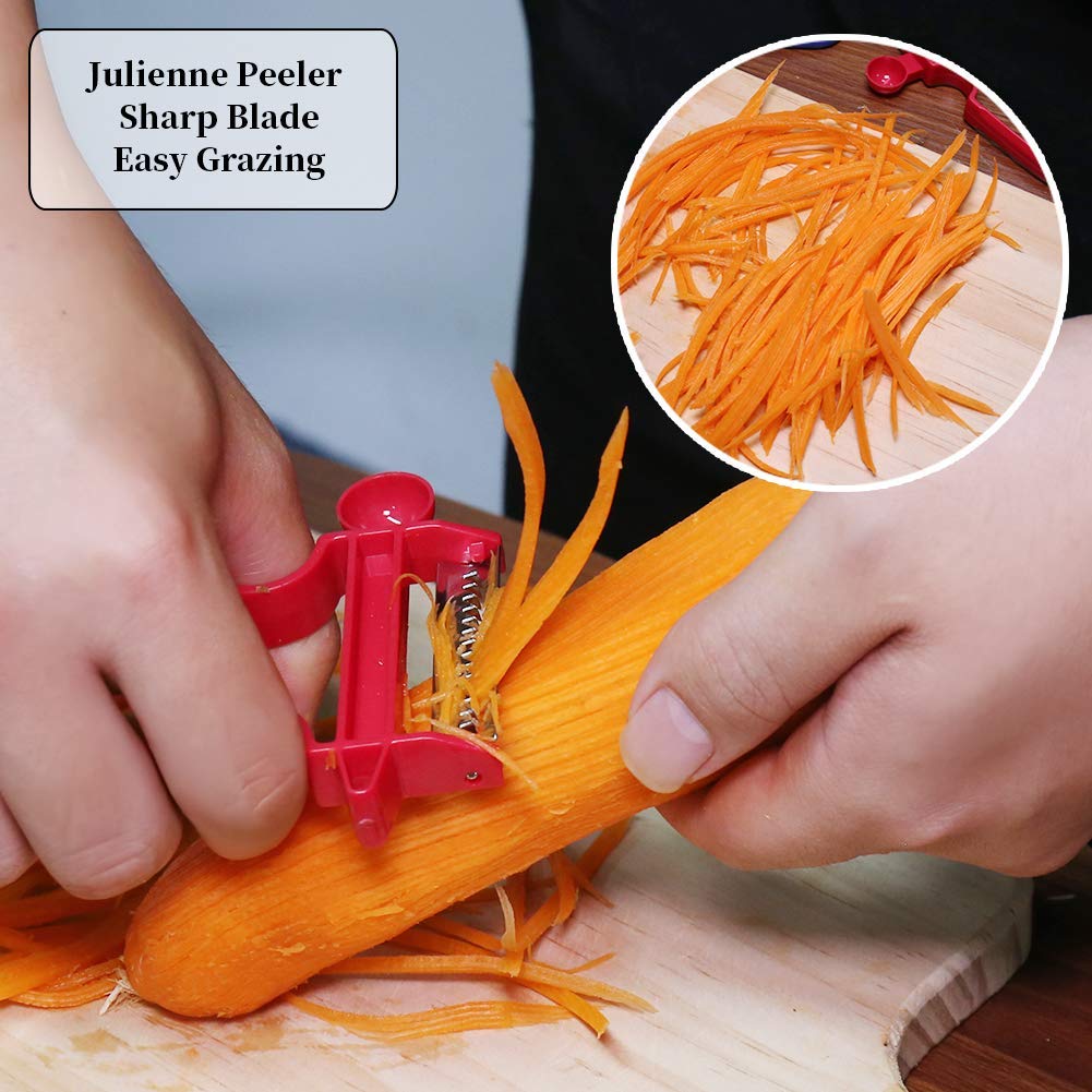 Trio Peeler Set – Yellow Julienne Vegetable Peeler – Stainless Steel  Cabbage Carrot & Potato Peelers – Multifunctional Veggie and Fruit Peeler  Set of