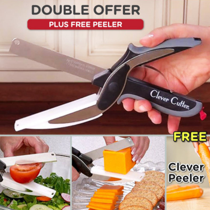 Clever Cutter 2 IN 1 Kitchen Knife and Chopping Board Easy Cook Scissors  Smart Cutter
