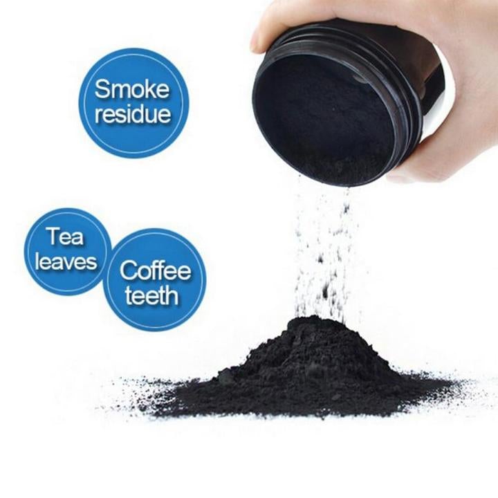 100% Organic Activated Charcoal Teeth Whitening Powder Bamboo Toothbrush