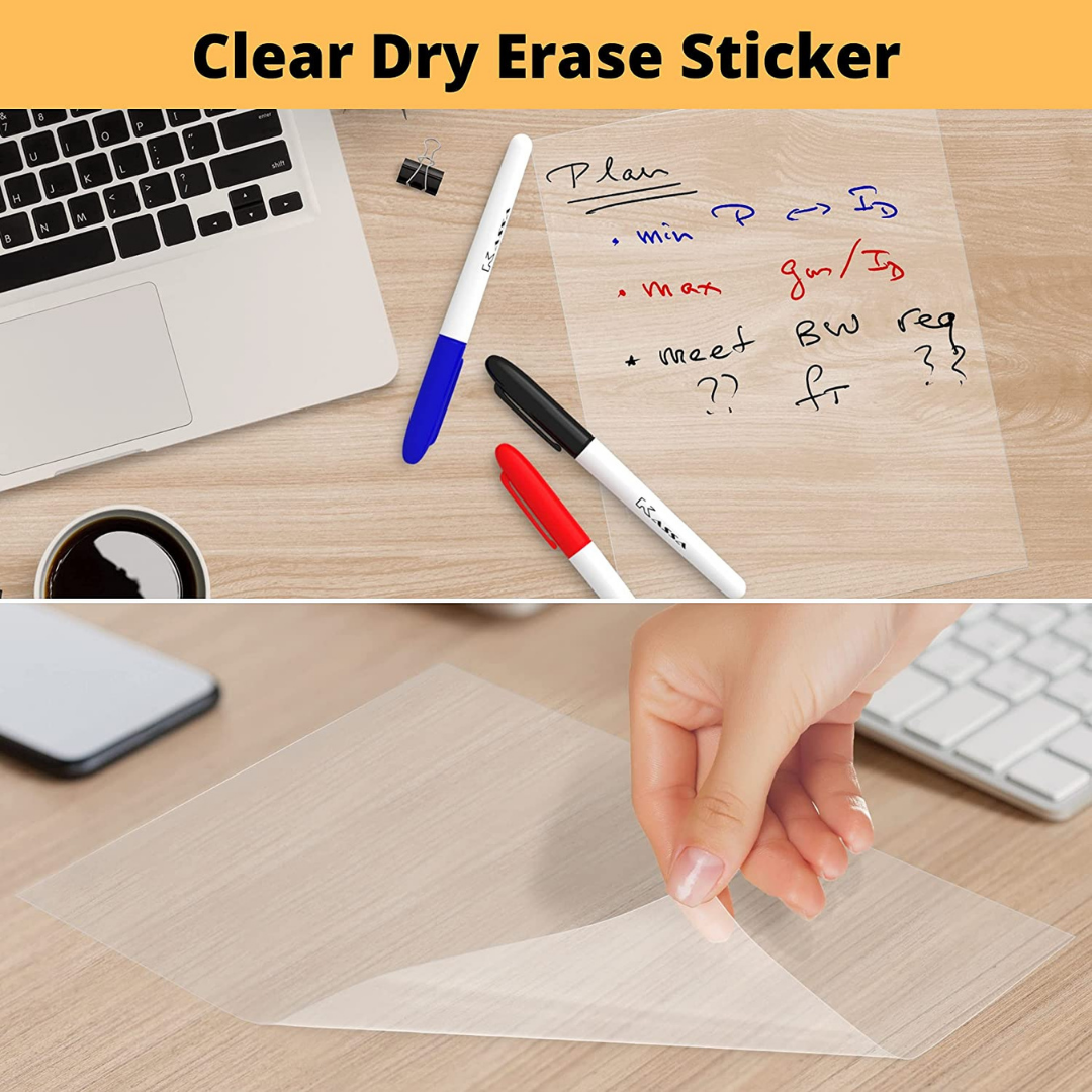 Clear Dry Erase Board Paper-Whiteboard for Fridge-Clear Contact Paper  Sheets for Wall-Adhesive Dry Erase Board Sticker for