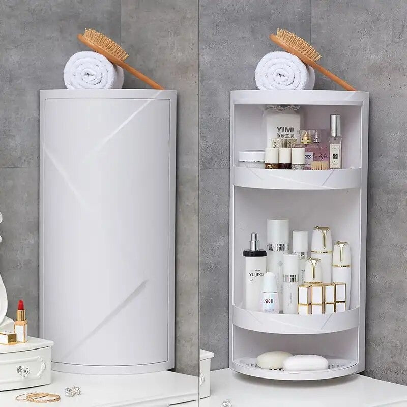 Bathroom Storage Corner Vanity Cabinet Space Saver Rotating Organizer
