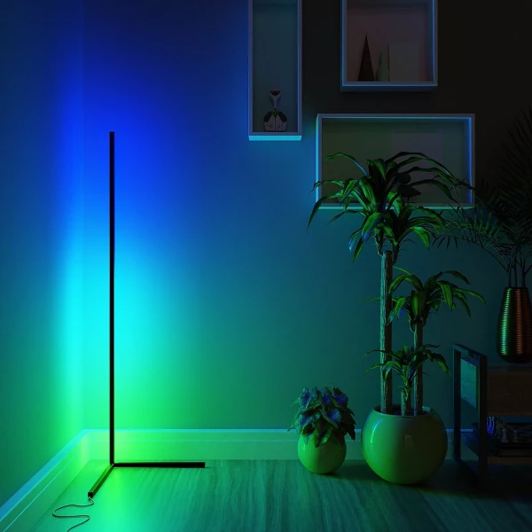 LED Corner Floor Lamp, RGB+Warm Color Changing Ambient | Slicier