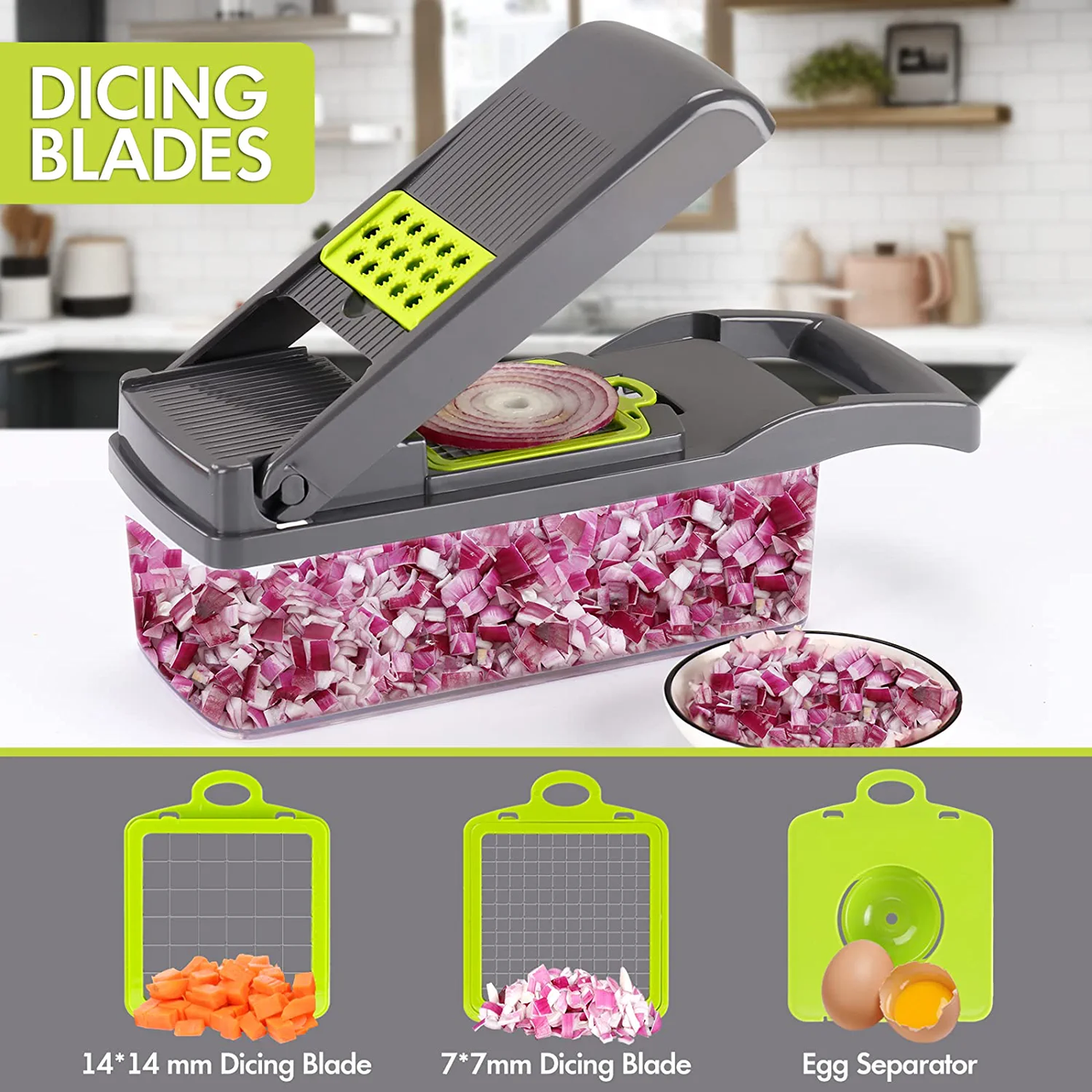 Vegetable Chopper, Pro Onion Chopper, 14 in 1Multifunctional Food Chopper,  Vegetable Slicer Dicer Cutter,Veggie Chopper With 8 Blades,Carrot and
