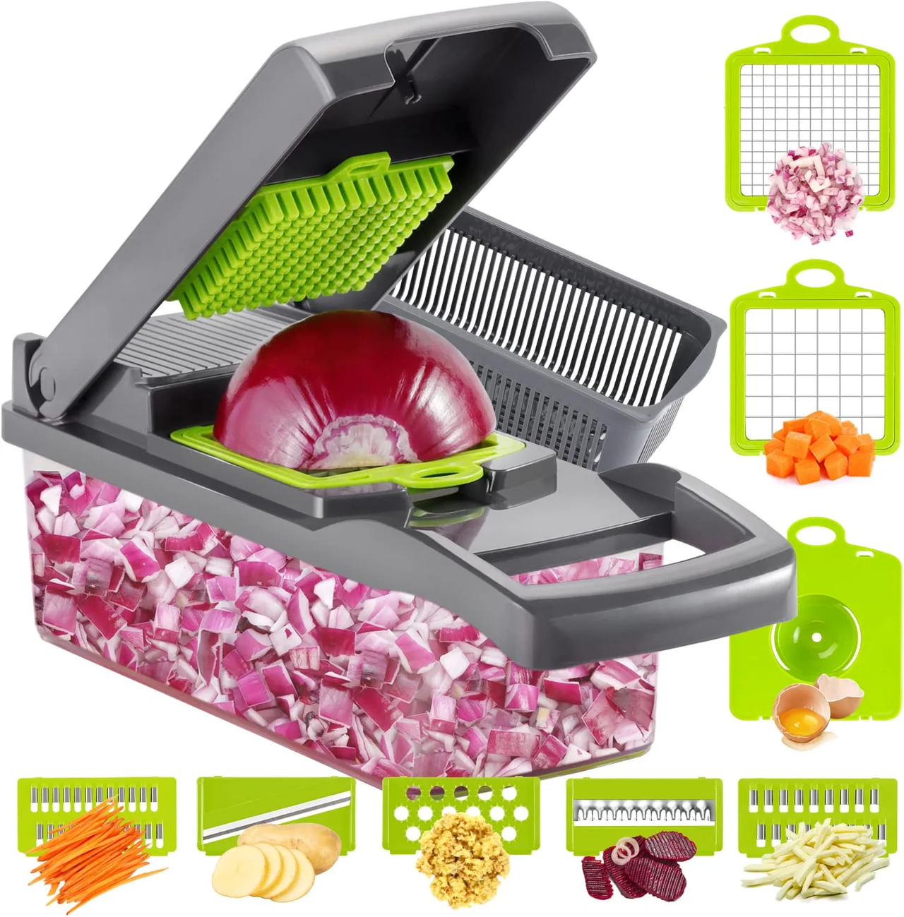 Vegatables Fruits Cutter Chopper Slicer 8 Blades with Container