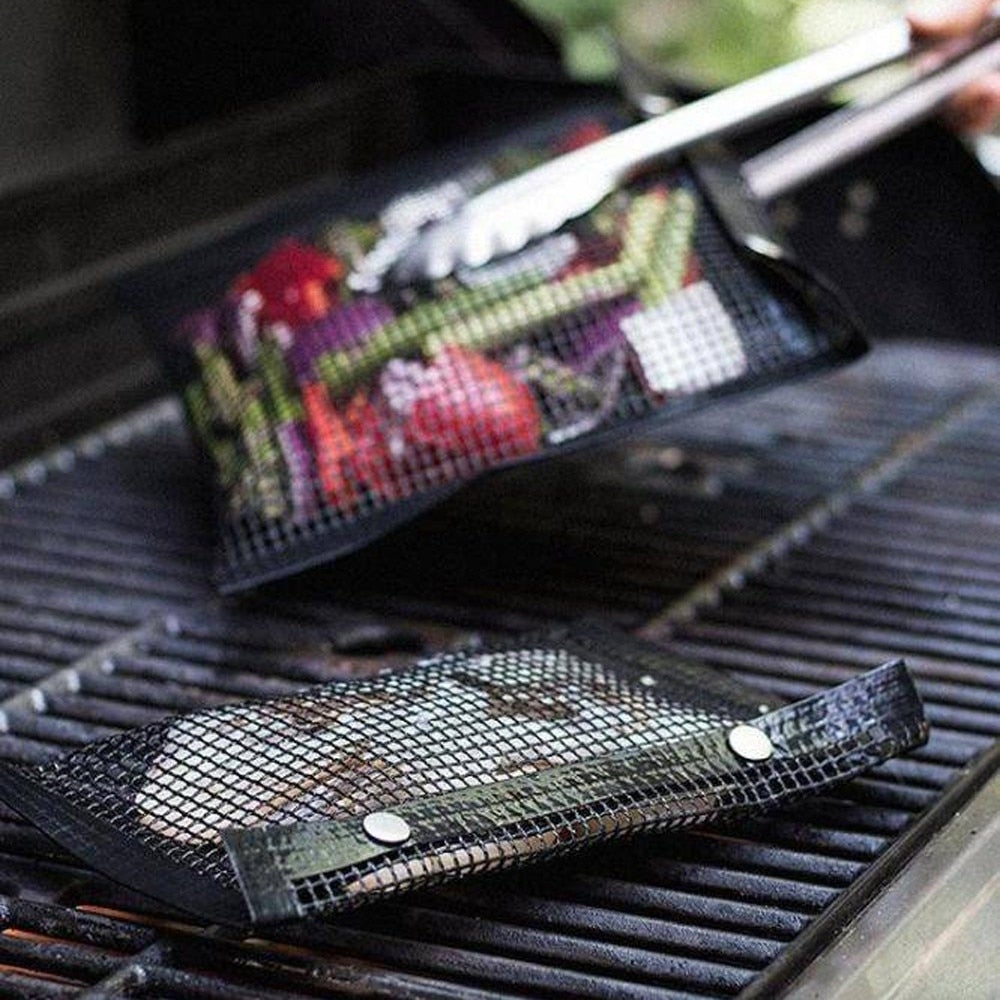 Grill Bags Reusable Barbeque Mesh Bags for Vegetables, Shrimp & Bacon